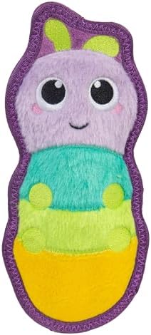 Outward Hound Tough Skinz Dog Toy, Durable Plush with 2X Lining, No Stuffing, Jumbo Squeaker, Caterpillar, 9.5" by OutwardHound