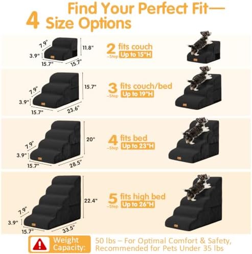 Topmart 3 Tiers Foam Dog Ramps,Non-Slip Pet Step,Extra Wide Deep Dog Stair - Image 6