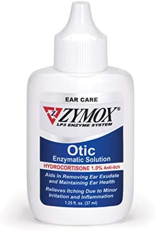 Zymox Otic Enzymatic Solution for Dogs and Cats to Soothe Ear Infections with 1% Hydrocortisone for Itch Relief, 1.25oz by ZYMOX