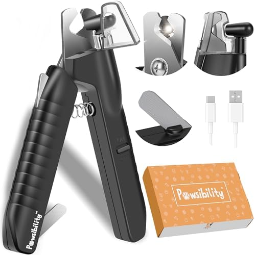 Pawsibility - Reinvented Pet Nail Clippers for Your Pal - USB Rechargeable LED Light for Bloodline | Razor Sharp and Durable Blade | Vets Recommended Trimming Tool for Dogs and Cats by Pawsibility