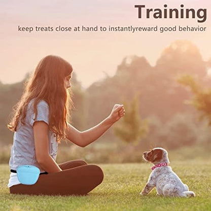 Dog Treat Pouch 2 Pack, Dog Treat Training Pouch, Silicone Pet Treat Bag BPA Free/Clip/Magnetic Dog Walk (Yellow & Blue) - Image 2
