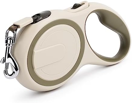 Segarty Retractable Leash Small Dog, 16ft Heavy Duty Walking Dog Leash for Medium Pet up to 44lb, Anti-Slip Handle 360°Tangle-Free Nylon Tape, One-Handed One Button Lock and Release (Khaki) by Segarty