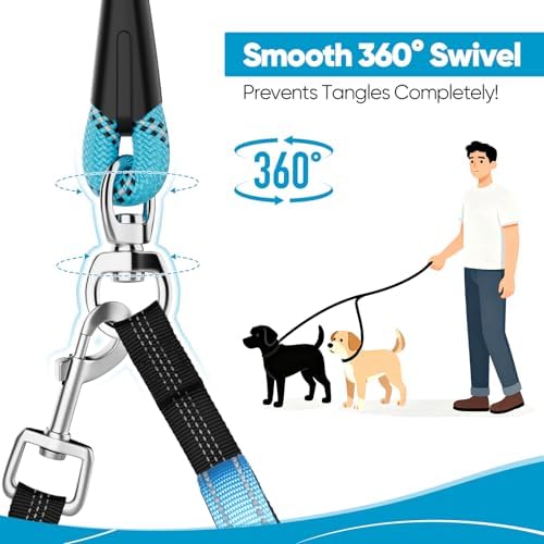 XiaZ Double Dog Leash for Two Dogs Perfect for Small Medium Dogs, 3/8”Blue - Image 3