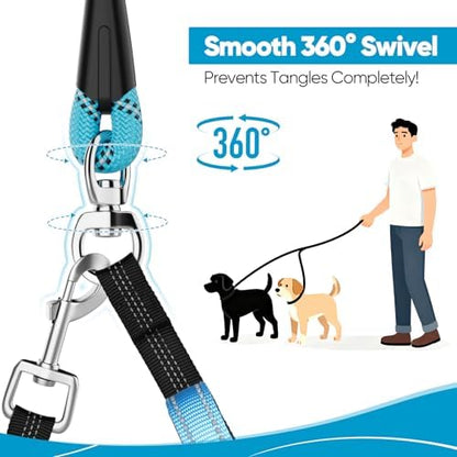 XiaZ Double Dog Leash for Two Dogs Perfect for Small Medium Dogs, 3/8”Blue - Image 3