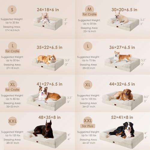 EHEYCIGA Orthopedic Dog Bed for Large Dogs, Waterproof Memory Foam, Non-Slip Bottom, Beige, 35"L x 22"W x 6.5"Th - Image 2