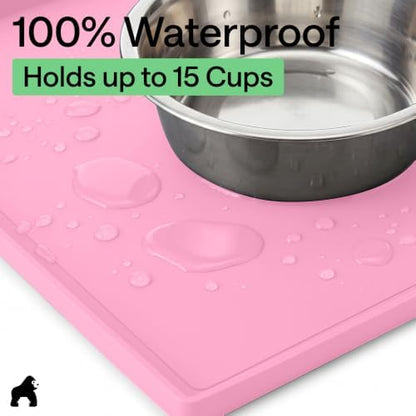 GORILLA GRIP Waterproof Dog Food Mat, Pet Feeding Placemat, 28x18 Pink - Image 5