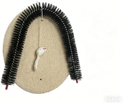 Cat Arch Grooming Brush, Self Groomer wtih Solid Wood Scratching Pad Rubbing Post & Toy with bell Pet Scratchers Fur Massager Cat Face Head Self Grooming Brush for Kittens Small Cats - Image 6