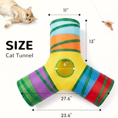 Tempcore Cat Tunnel, 3-Way Collapsible Toy for Indoor Cats, Rainbow - Image 4