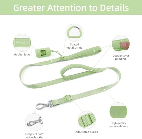 Wisedog Two Handles Dog Leash, Sage Green, M|4.2 ft-5 ft - Image 4