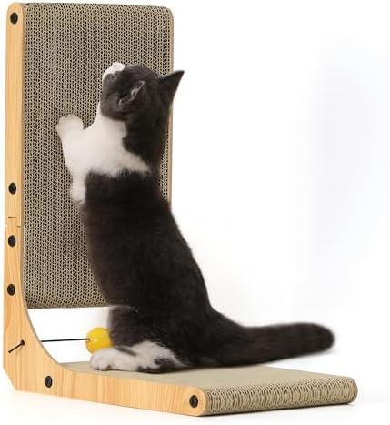 FUKUMARU Cat Scratcher, 18.9 Inch L Shaped Cat Scratch Pad for Indoor Cats by FUKUMARU