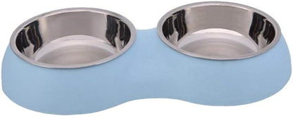 WenYing Pet Dog Cat Basic Bowls for Small Medium Dogs, Blue, Set of 2