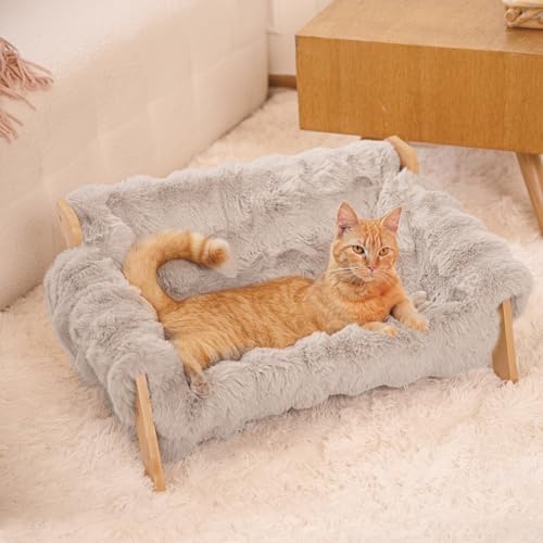 CHEERHOME PETS Elevated Cat Couch Bed Wooden Raised Kitty Sofa Lounge Chair by CHEERPALS