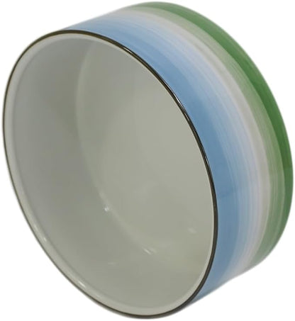 Ceramic 8inch Dog Bowl for Large-Breed Dogs, Anti-Slip and Weighted Porcelain Pet Food and Water Bowl Dish -Blue & Green 7 Cups