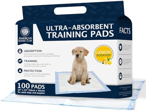 AKC Puppy Training Pads, 22" x 22", Lemon Scented, 100 Count by AmericanKennelClub