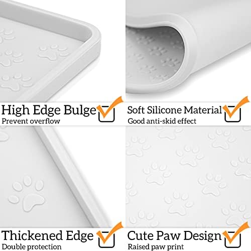 Ptlom Pet Placemat for Dog and Cat, Waterproof Silicone Pet Feeding Bowl Mats for Food and Water, Small Medium Large Dogs Mat Prevent Residues from Spilling to Floor, White, 31.5" 23.6" - Image 4