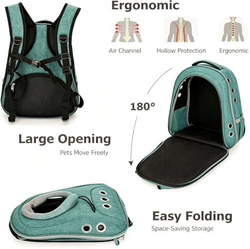 Small Dog Cat Chest Backpack Carrier,Large Space Ventilated Front Facing Backpack Carrier for Puppy,Lightweight Doggy Backpack for Hiking,Camping,Travel,Outdoor,Max 12 lbs(Cyan) - Image 5