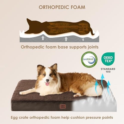 EHEYCIGA Orthopedic Dog Bed Large with Removable Washable Cover, 50IN Brown - Image 3
