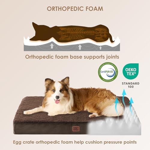 EHEYCIGA Orthopedic Dog Bed with Removable Washable Cover, Brown, 30IN - Image 2