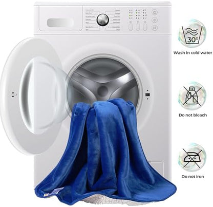 Sunheir Waterproof Blanket for Queen Size Bed - 90"x86" Soft Reversible Sherpa Fleece Flannel Dog Blankets for Large Dogs, Pet Blanket for Bed, Couch, Soft Plush Furniture Protector, Blue - Image 4
