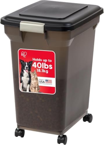 IRIS USA Dog Food Storage Container, Up to 42 lbs, Smoke, Made in USA by IRISUSA
