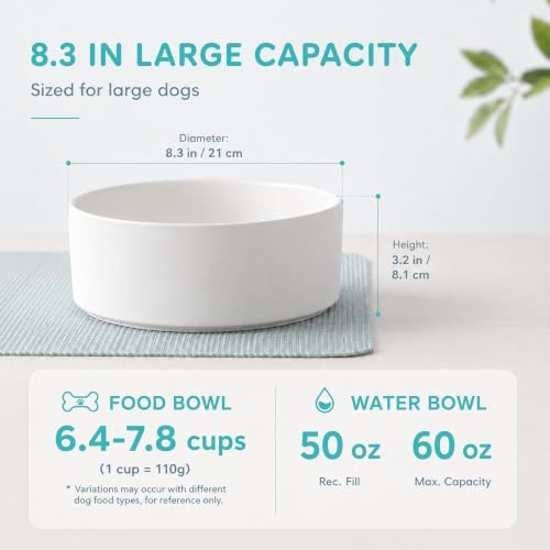 Havniva Ceramic Dog Bowls, 8.3” Dog Food and Water Bowl, Pet Feeding Bowl - Image 2