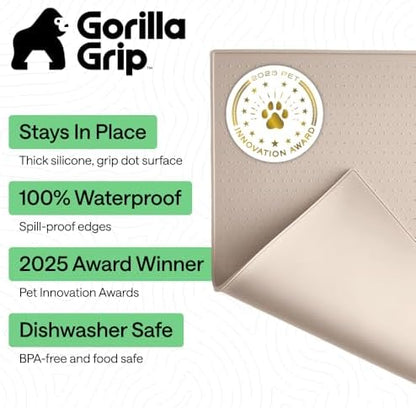 GORILLA GRIP Dog Food Mat, 100% Waterproof Silicone, 23x15 Cream - Image 2