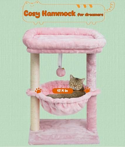 SYANDLVY Small Pink Cat Tree for Indoor Cats, Activity Tower for Kittens - Image 5