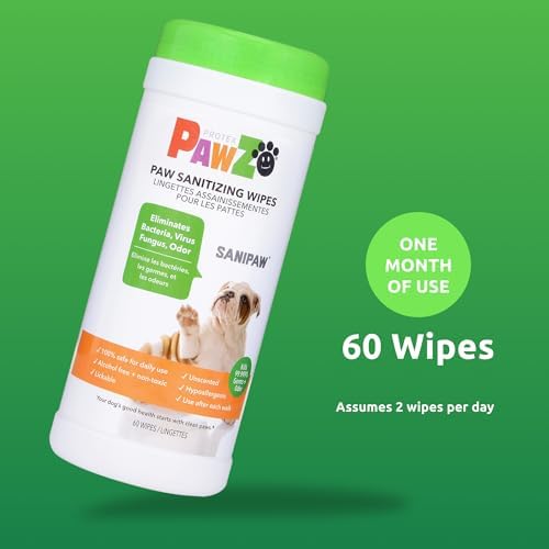 Protex PawZ SaniPaw Odor Eliminating Dog Paw Wipes (60 Wipes) Cleansing Dog Grooming Wipes, Simple & Safe Lickable Ingredients - Paw Cleaner for Dogs, Pet Wipes - Image 3