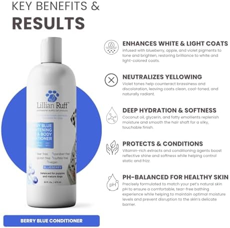 Lillian Ruff PRO Formula Berry Blue Brightening Dog Conditioner - Professional Whitening Conditioner Hydrate Dry Skin, Soften, Detangle, Restore Shine - Provitamin B5, USA Made 16oz - Image 3