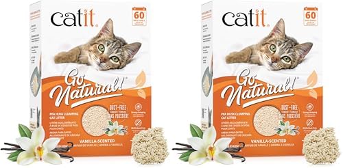 Catit Go Natural Pea Husk Clumping Cat Litter 12.3 lb, Natural (Pack of 2) by Catit