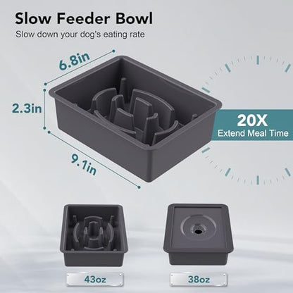 UPSKY 2-in-1 Elevated Dog Bowls Set with 4 Height Adjustable Stand, Gray - Image 4