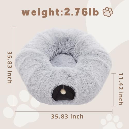 Cat Tunnels for Indoor Cats, Donut Tunnel Toys for Cats - Grey - Image 3