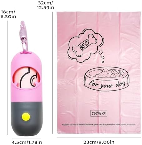 YUCHIYA Dog Poop Bag Holder Dispenser with LED Flashlight(Pink) - Image 6