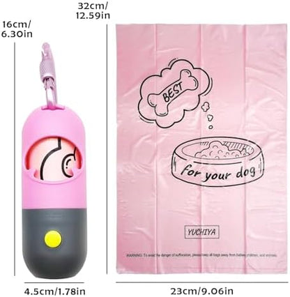 Dog Poop Waste Bags Holder with LED Flashlight, Pink, 2 Pack - Image 6