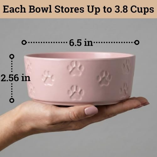 Ceramic Dog Bowl Set of 2 w/ Anti-Skid Base 6.5"W x 2.5"H, 3.8 Cup Capacity - Image 6