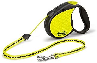 FLEXI Neon Retractable Dog Leash (Cord), 16 ft, Small, Black/Yellow by Flexi