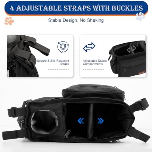 Dog Stroller Bag Fits 14–19" Handles, Pet Stroller Caddy with Cup Holder - Image 3