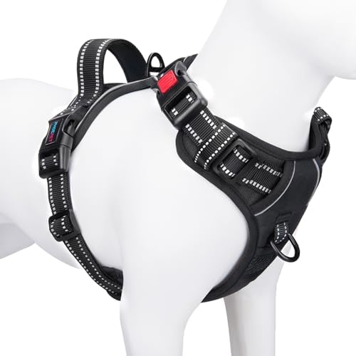 PHOEPET No Pull Dog Harness Medium Reflective Front Clip Vest with Handle by PHOEPET