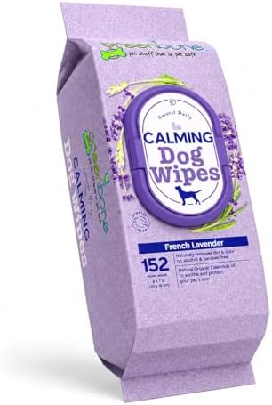 Greenbone Pet Dog Wipes French Lavender Natural for Grooming Paws, Body and Butt, Cleaning Deodorizing by Greenberry