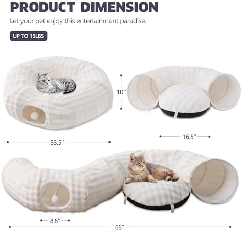 Bubble Round Cat Tunnel for Indoor Cats, Cream White - Image 6