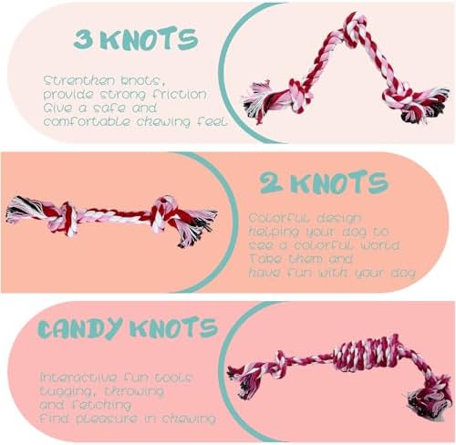3 Pack Dog Rope Toys Puppy Teething Sturdy Cotton Chew Toy for Small Breed - Image 5