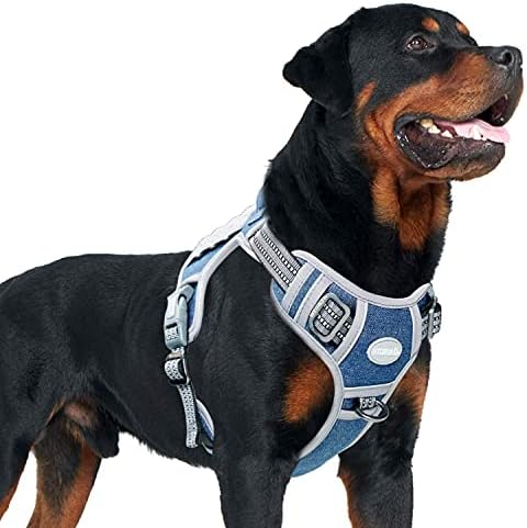 AUROTH Tactical Dog Harness for Small Medium Large Dogs No Pull Adjustable Pet Harness Reflective K9 Working Training Easy Control Pet Vest Military Service Dog Harnesses (XL, Denim Blue) by AurothPets
