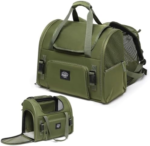 Pet Backpack Carrier for Small Dogs Medium Cats, Puppies,Breathable and Collapsible Design, Portable Travel Bag for Bearded Dragon,Rabbit Cage (Green, Small) by ioviewforpet