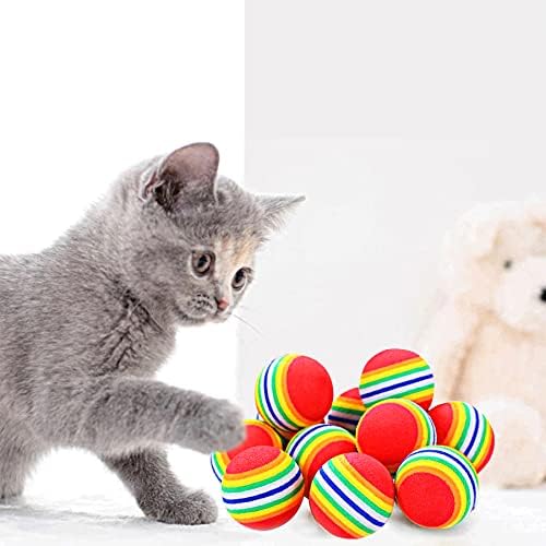 PET SHOW 50pcs 1.38" Cat Toy Balls Interactive for Indoor Cats Red Rainbow Soft EVA Foam Kittens Favorite Toys 35mm Dia. Small Dogs Puppies Toy Balls Bulk Activity Chase Quiet Play Sponge Ball - Image 6