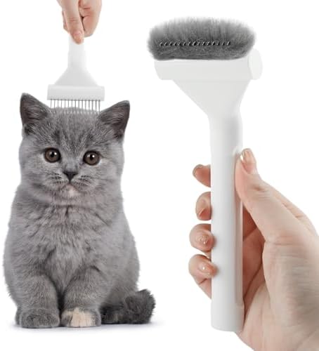 Cat Brush, Pet Hair Removal Tool, Lightweight Deshedding Dog Brush,Cat Brushes for Indoor Cats,Dematting Comb for Dogs Cats,Remove Loose Hair,Pet Grooming Undercoat Rake(White) by homfanseec