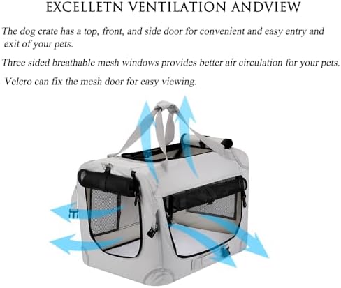Large Cat Carrier Foldable Cat Crate, Collapsible Soft Dog Crate Carrier Kennel, Easy to Fold & Carry cat Crate, Lightweight Travel Pet Crate for Cats and Small Medium Dogs Indoor Outdoor Travel - Image 3