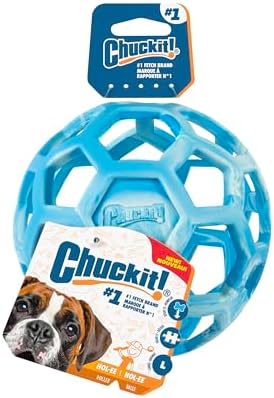 Chuckit! Holee Roller Dog Treat Puzzle Ball, Large (3"), Blue – Interactive Treat & Chew Puzzle Toy for Dogs 60–100 lb – Durable Rubber Fetch Ball for Mental Stimulation – Pack of 1 - Image 2