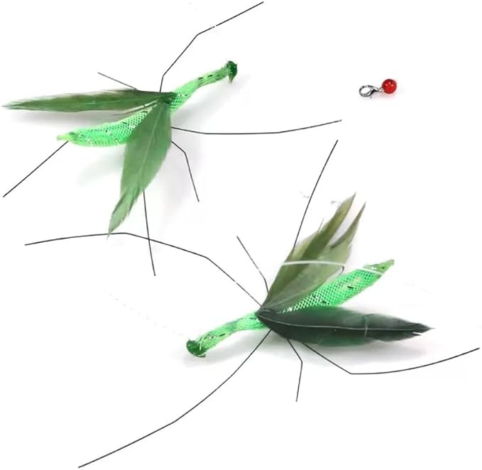 Cat Feather Cat Toy Attachments, 2 Pcs Simulation Insects Mantis Refills, Cat Toys Replacement Feathers for Cat Wand, Interactive Kitten Teaser Wand Attachments