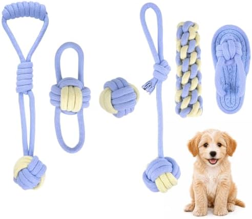 Dog Rope Toys for Puppies & Small Dogs, 6 Pack Cotton Toys, Blue by Unknown