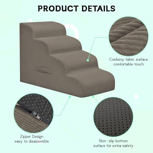 Mesa Lemon 3 Step Dog Stairs Pet Ramp for High Beds, Sofas and Cars - Image 3